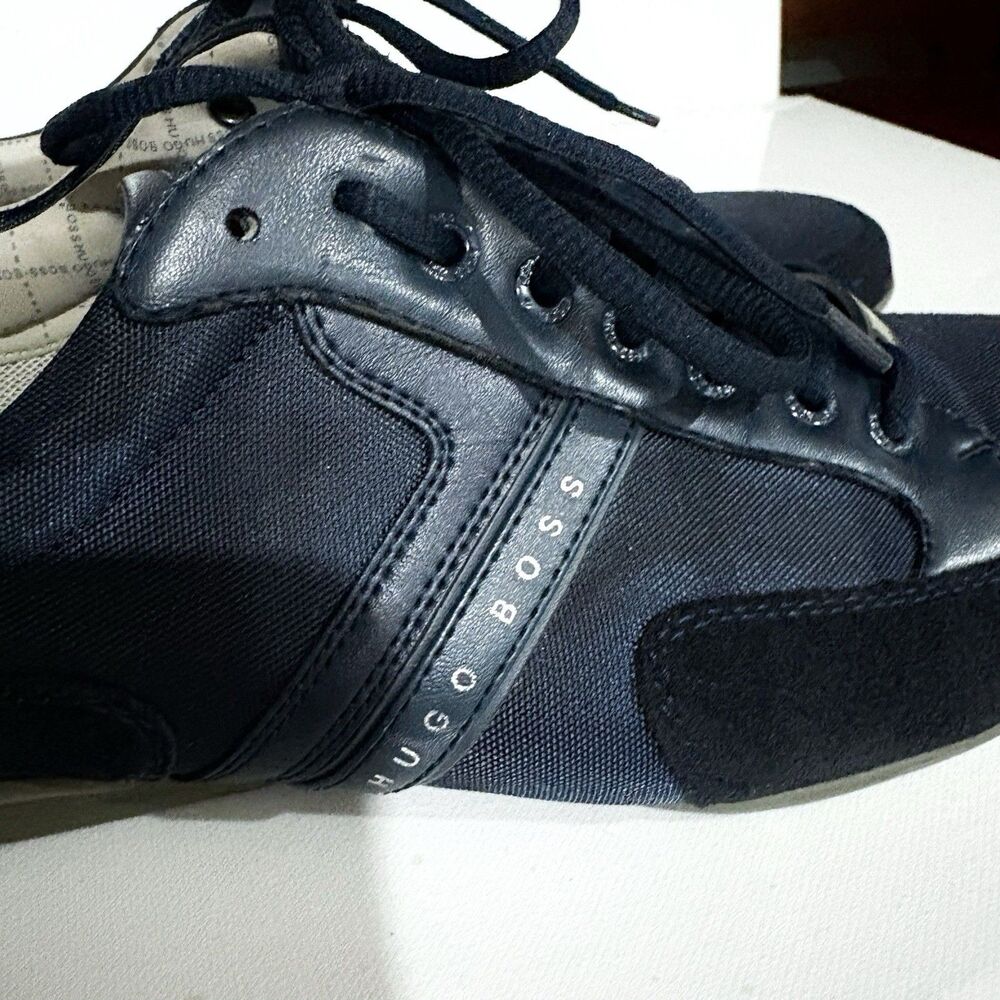 Hugo Boss Sneakers Men EU 42 US 9 Navy Leather Mesh Suede Lace Up Casual - Picture 7 of 8